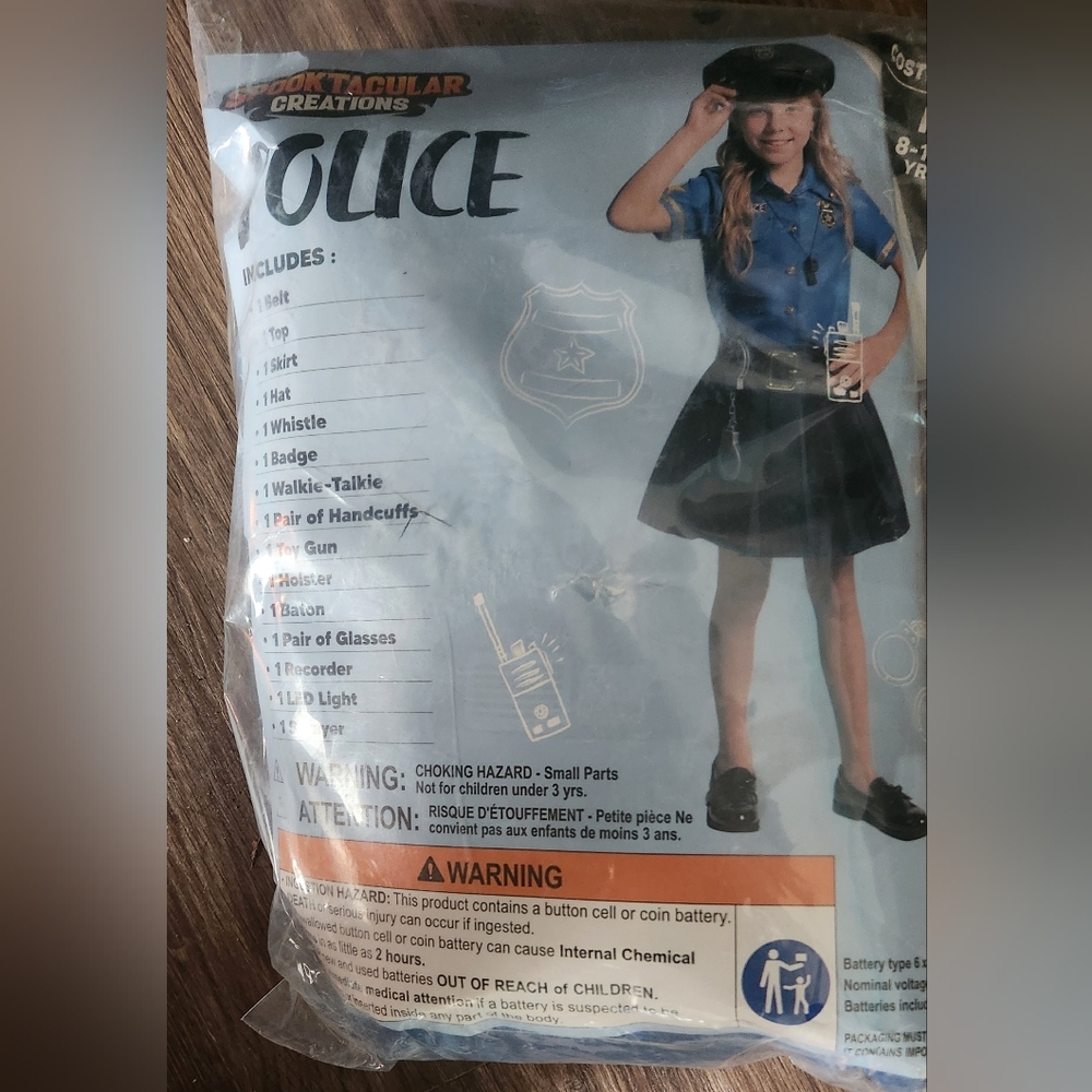 NEW Spooktacular Creations Girl Police Costume M 8-10 Years- Blue and Black